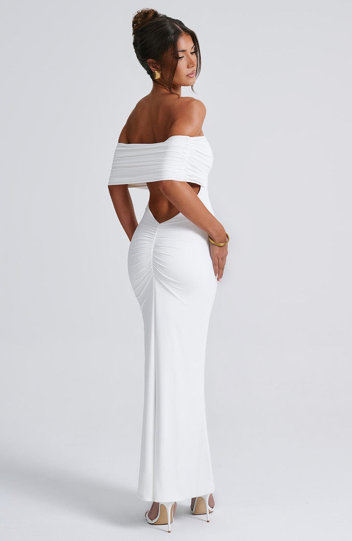 Betty Off Shoulder Open Back Maxi Dress