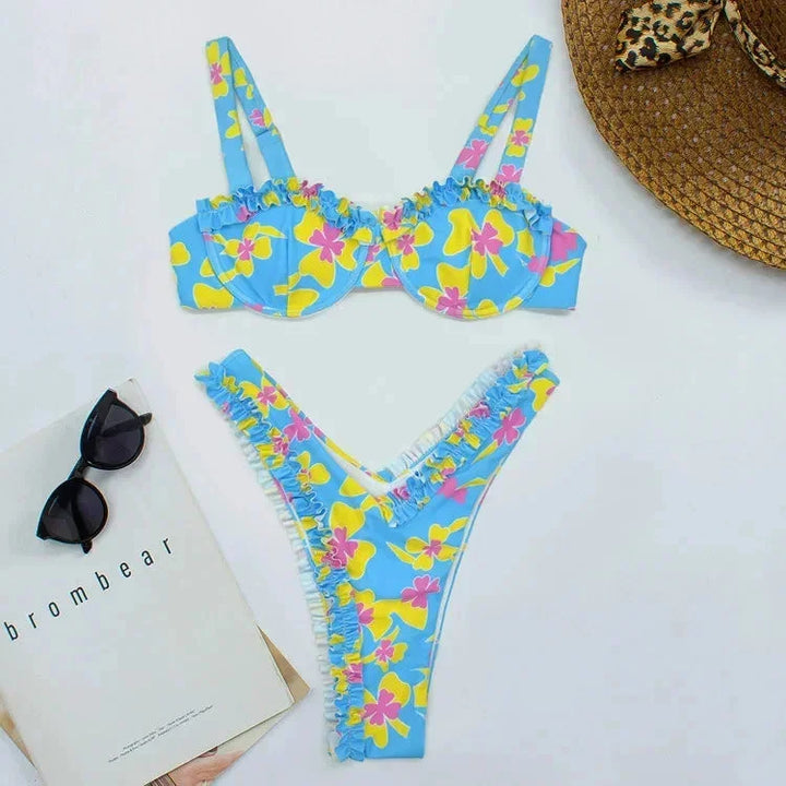 Mila Ruffle Trim Printed Bikini Set