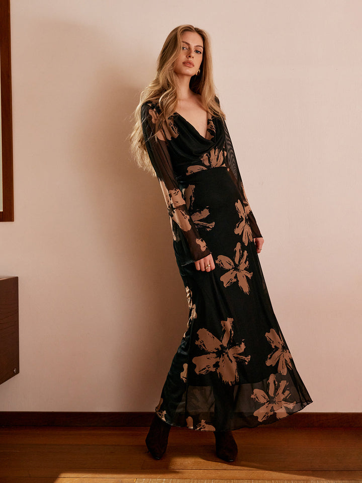 Lydia Floral Mesh Maxi Dress