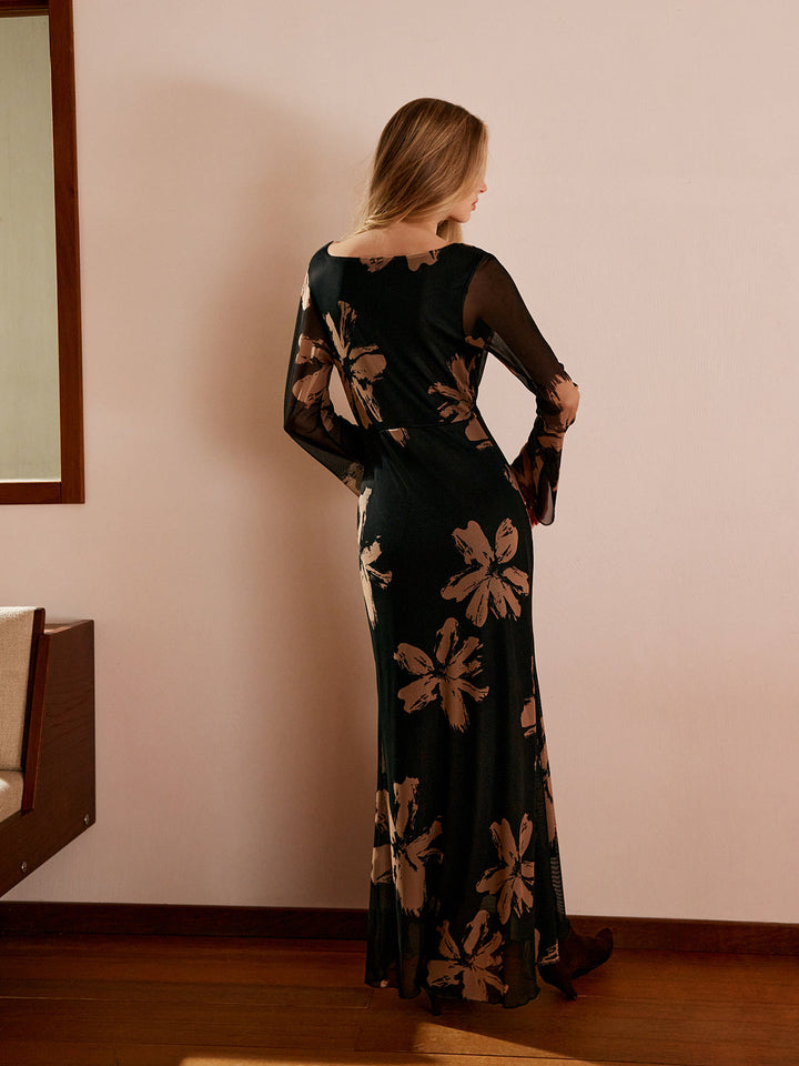 Lydia Floral Mesh Maxi Dress