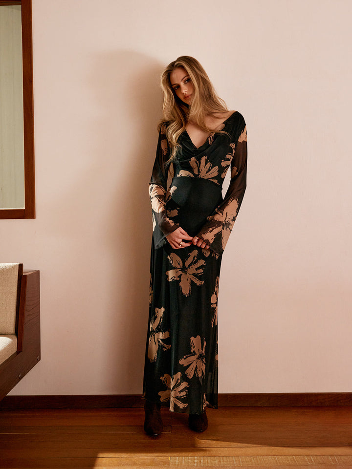 Lydia Floral Mesh Maxi Dress