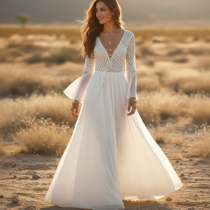 Safa Openwork Bodice Maxi Dress
