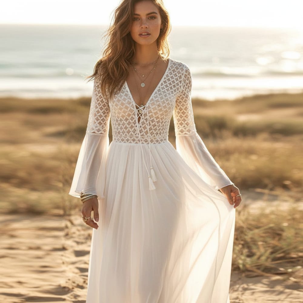 Safa Openwork Bodice Maxi Dress