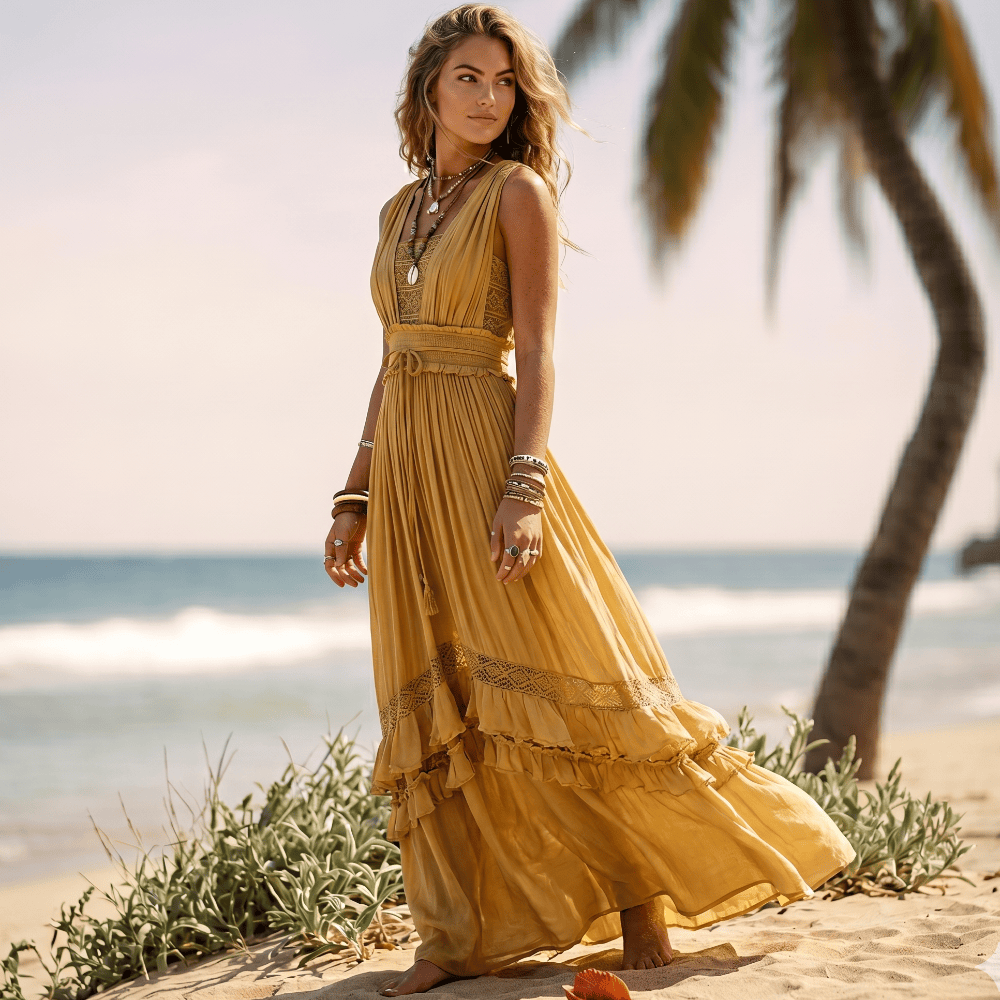 Quintessa Boho Tiered Maxi Dress