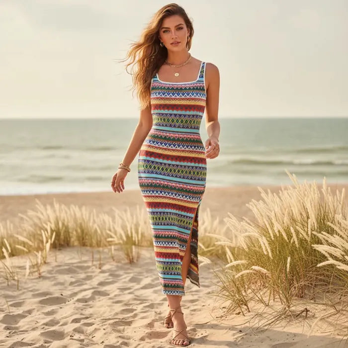 Taisiya Boho Striped Maxi Dress