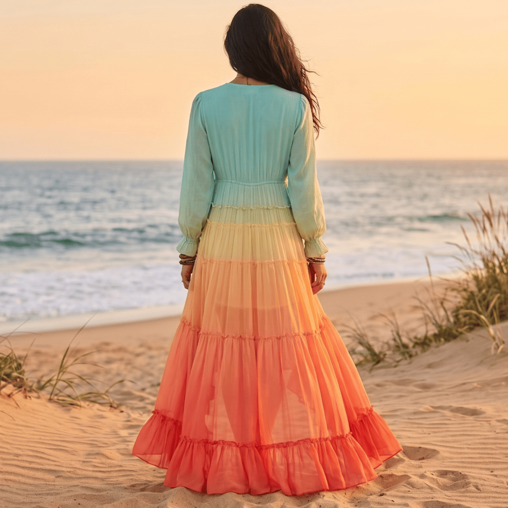 Zeina Ombre High Low Maxi Dress