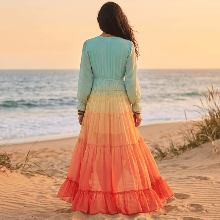 Zeina Ombre High Low Maxi Dress