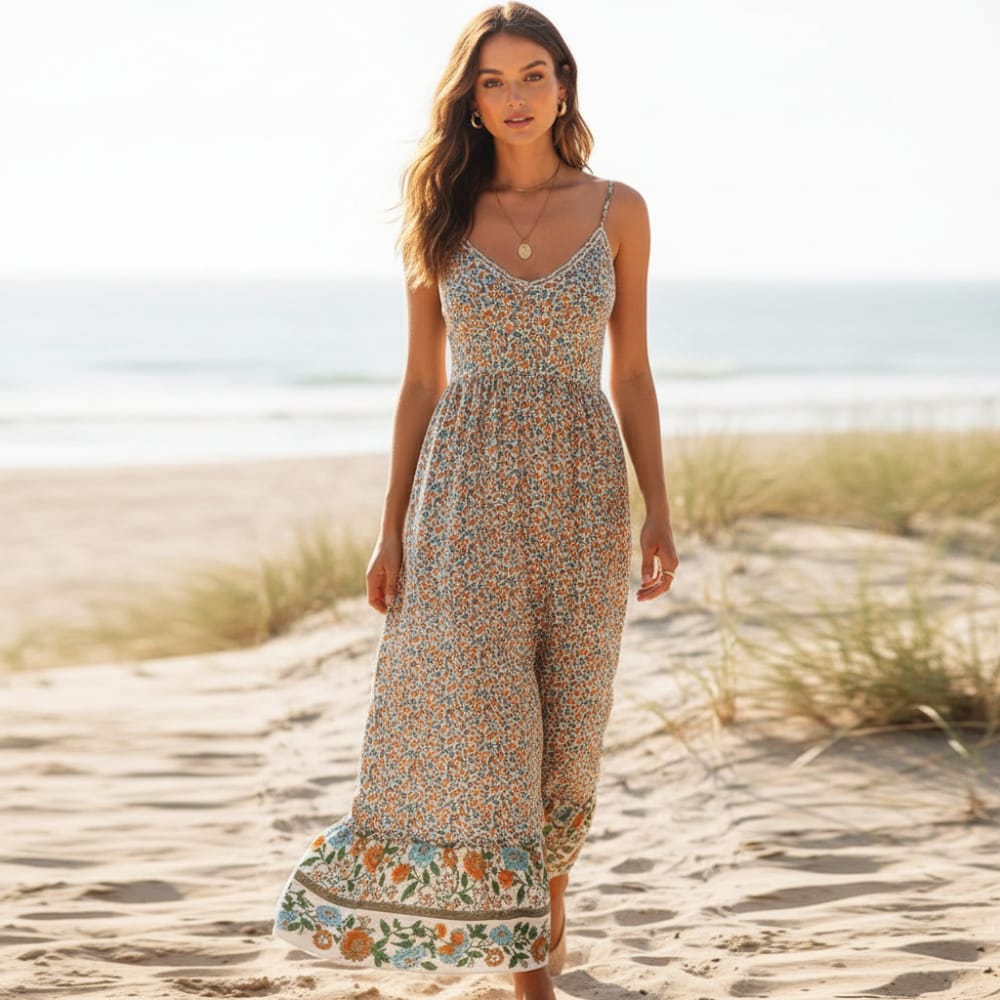 Maritza Boho Print Maxi Dress