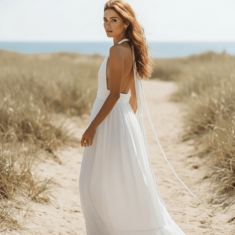 Theodora Deep V-Neck Maxi Dress