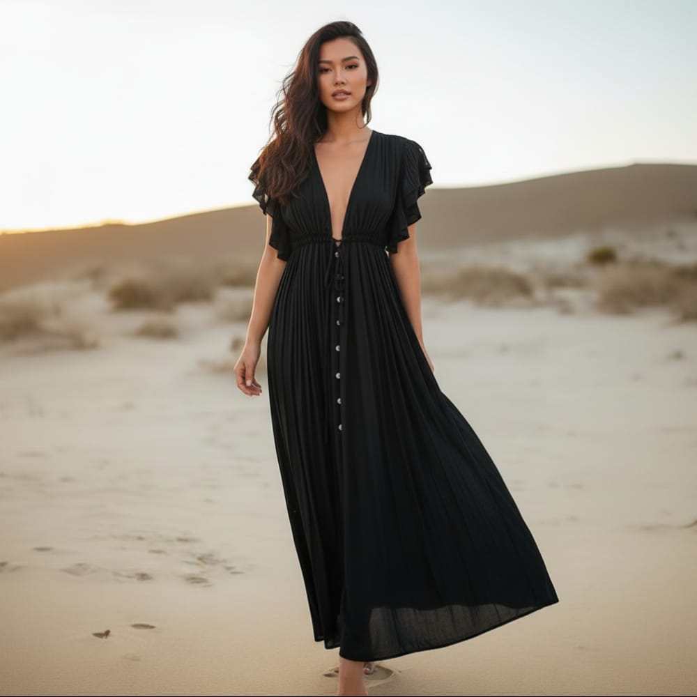 Cordelia V-Neck Flowy Maxi Dress