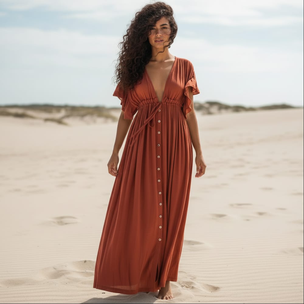 Cordelia V-Neck Flowy Maxi Dress