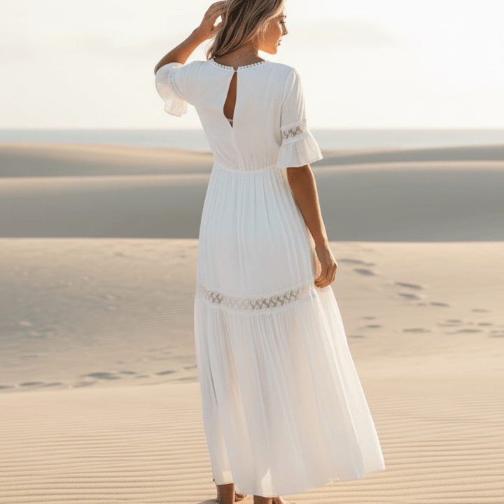 Safiya Lace Trim V-Neck Maxi Dress