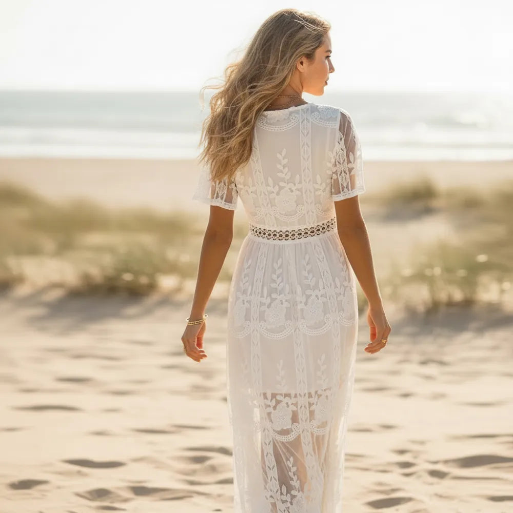 Micaela Lace V-Neck Maxi Dress