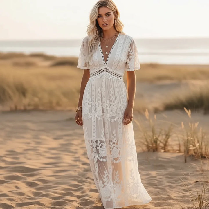 Micaela Lace V-Neck Maxi Dress