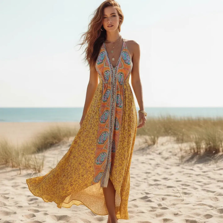 Lena Boho Print Maxi Dress