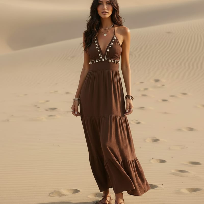 Freyja Boho Halter Maxi Dress