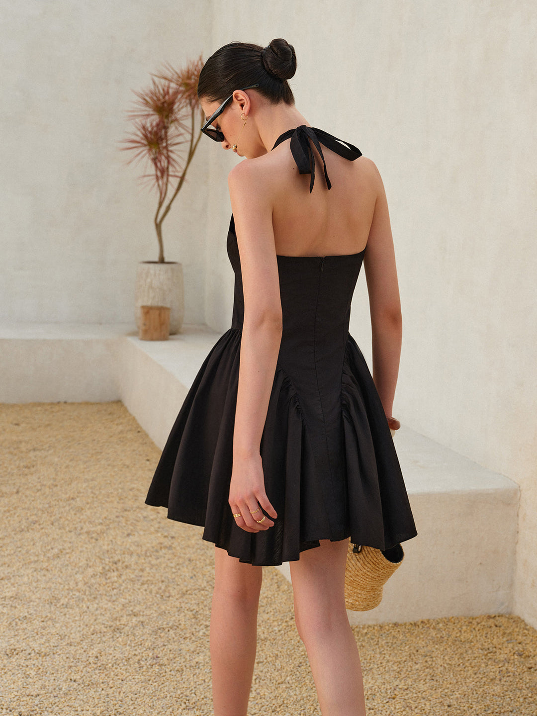 Noir Halter Fit & Flare Mini Dress