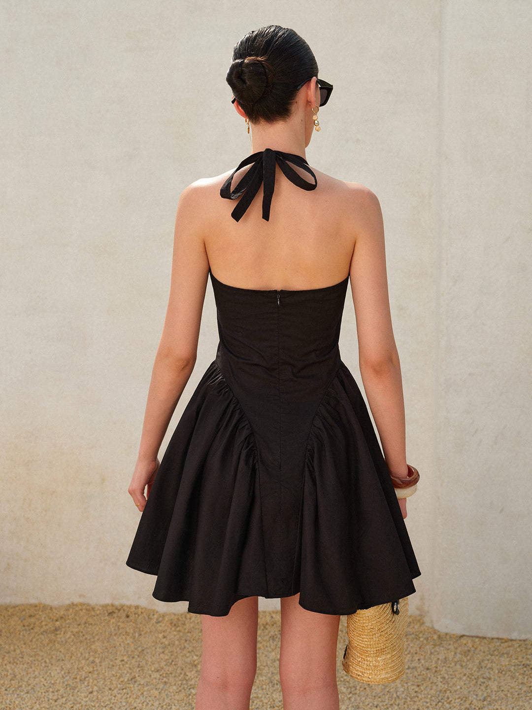 Noir Halter Fit & Flare Mini Dress