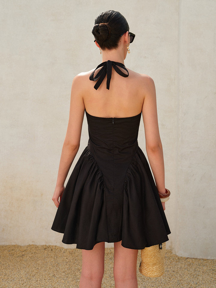 Noir Halter Fit & Flare Mini Dress