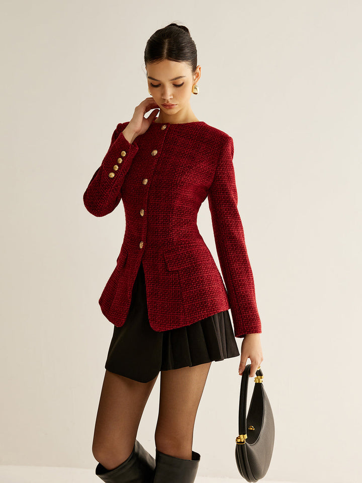 Anita Textured Button Front Blazer