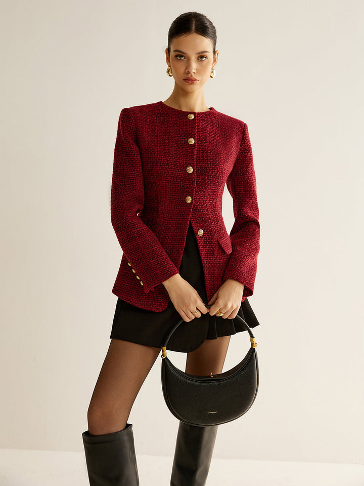 Anita Textured Button Front Blazer