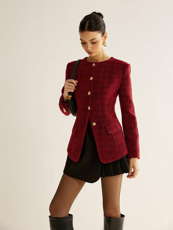 Anita Textured Button Front Blazer