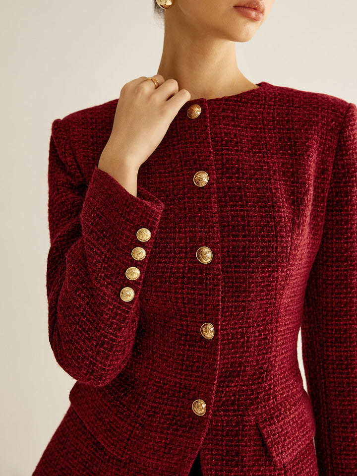 Anita Textured Button Front Blazer