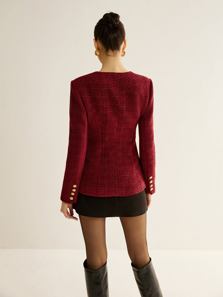 Anita Textured Button Front Blazer