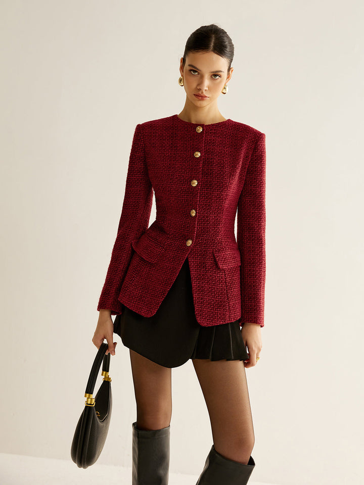 Anita Textured Button Front Blazer
