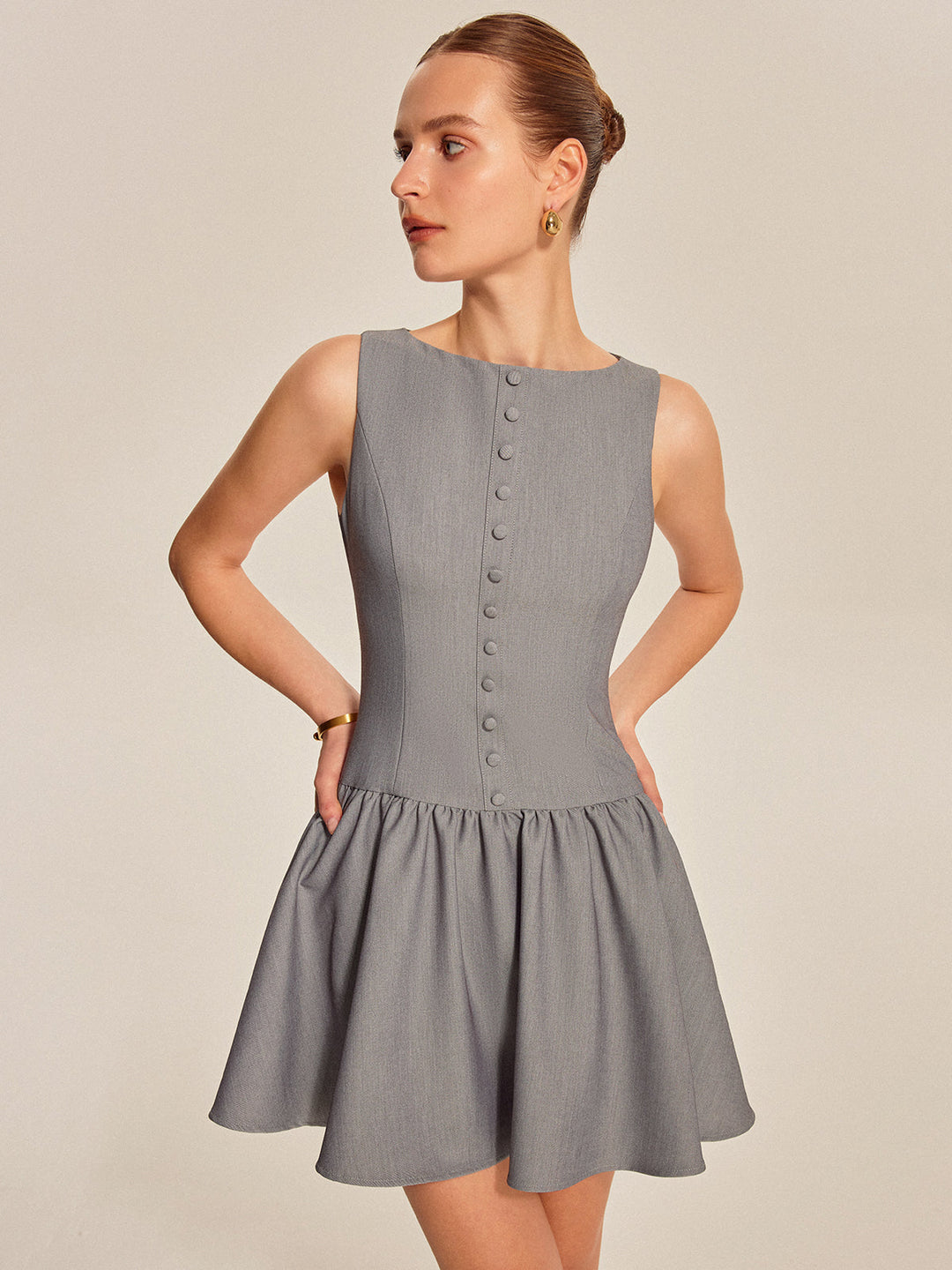 Margot Button Mini Dress