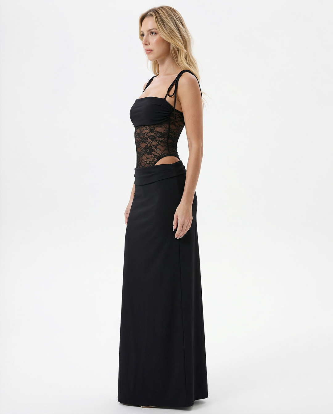 Zaylee Bandeau Lace Panel Maxi Dress