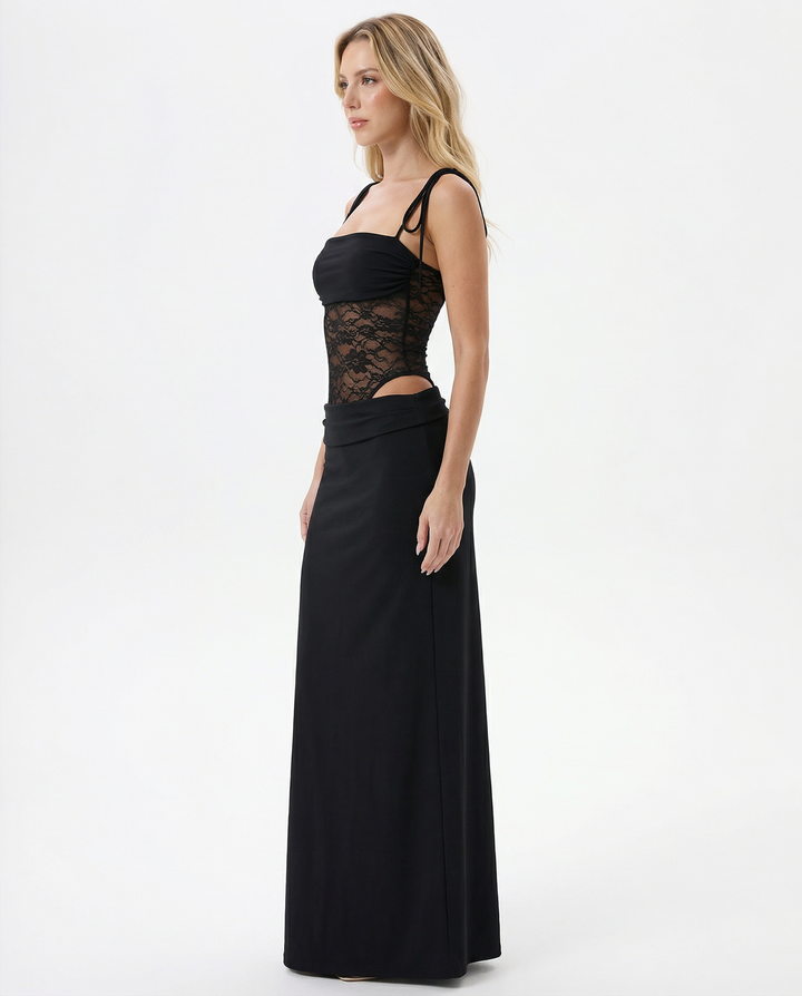 Zaylee Bandeau Lace Panel Maxi Dress