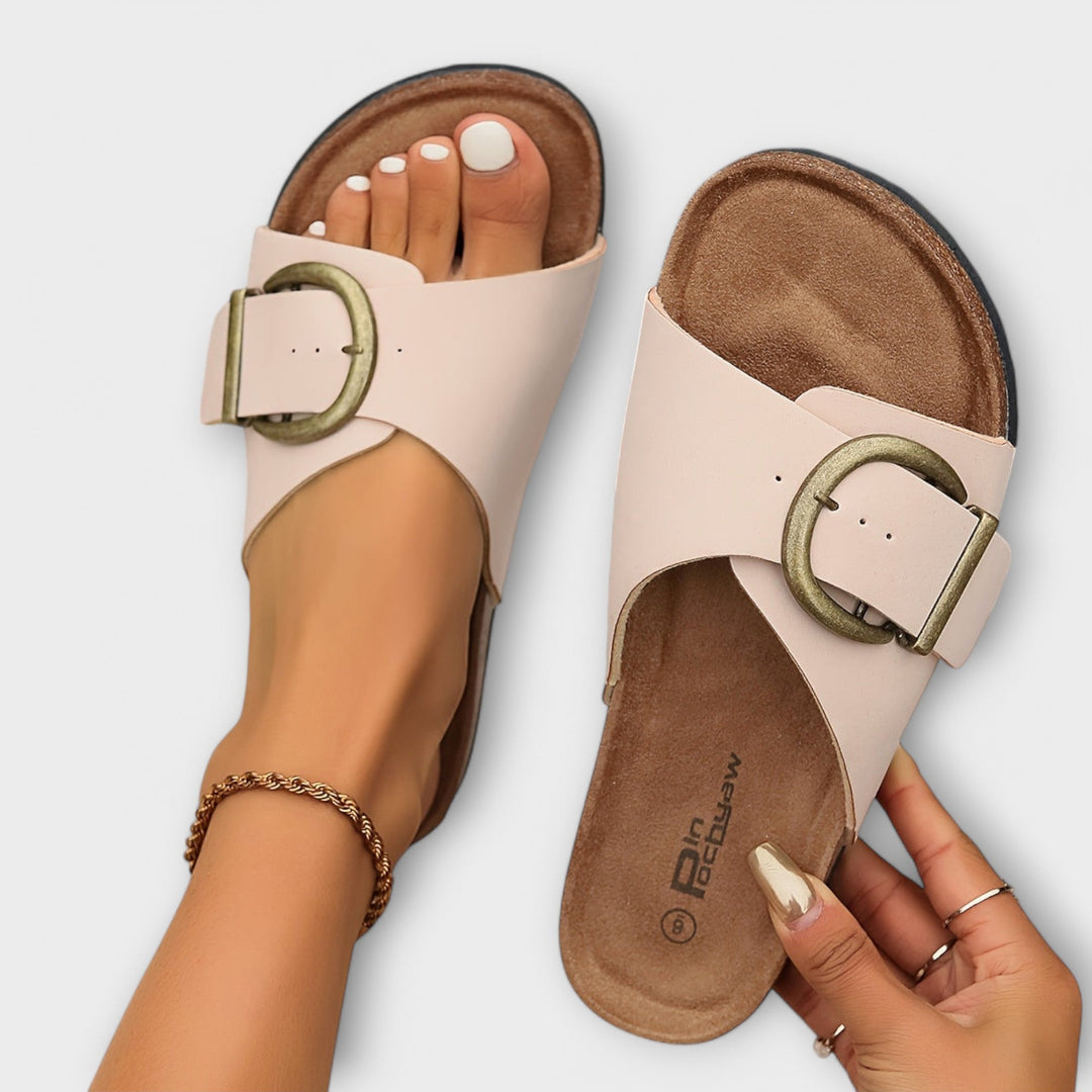 Joanna Aspen Buckle Comfort Slides