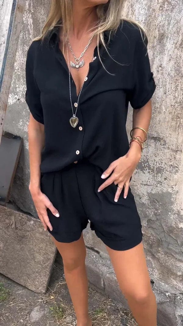 Jamie Linen Shirt Romper