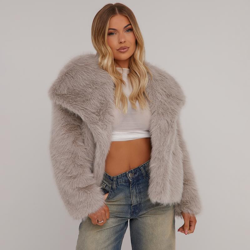 Arizona Plush Collar Cropped Jacket