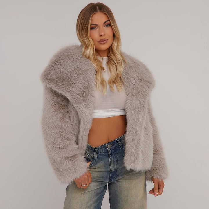 Arizona Plush Collar Cropped Jacket