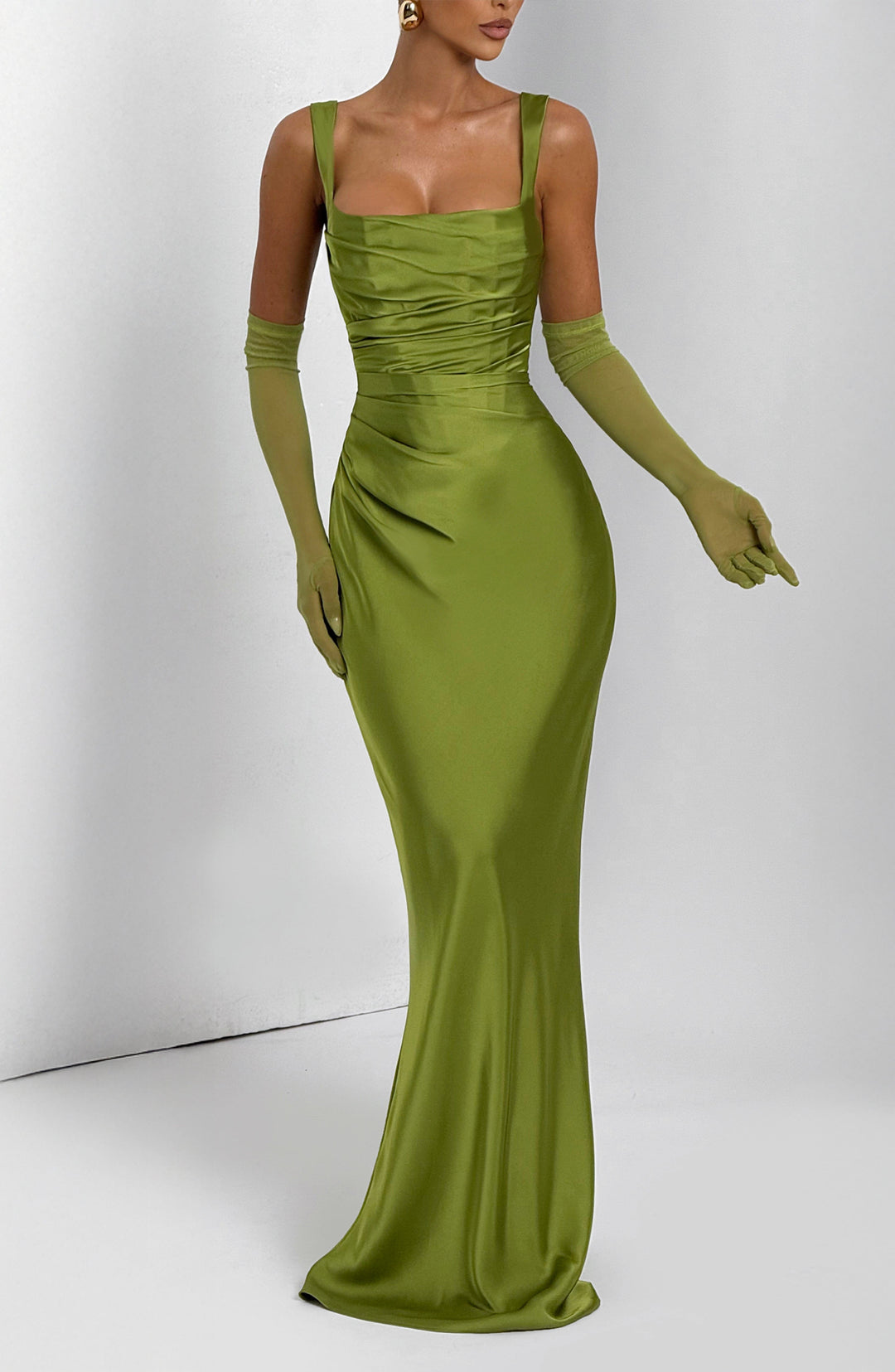 Tamy Satin Maxi Dress with Gloves