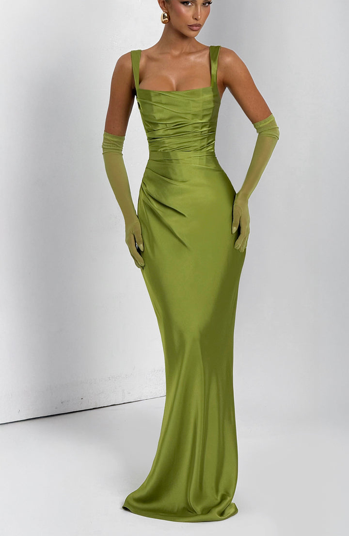 Tamy Satin Maxi Dress with Gloves