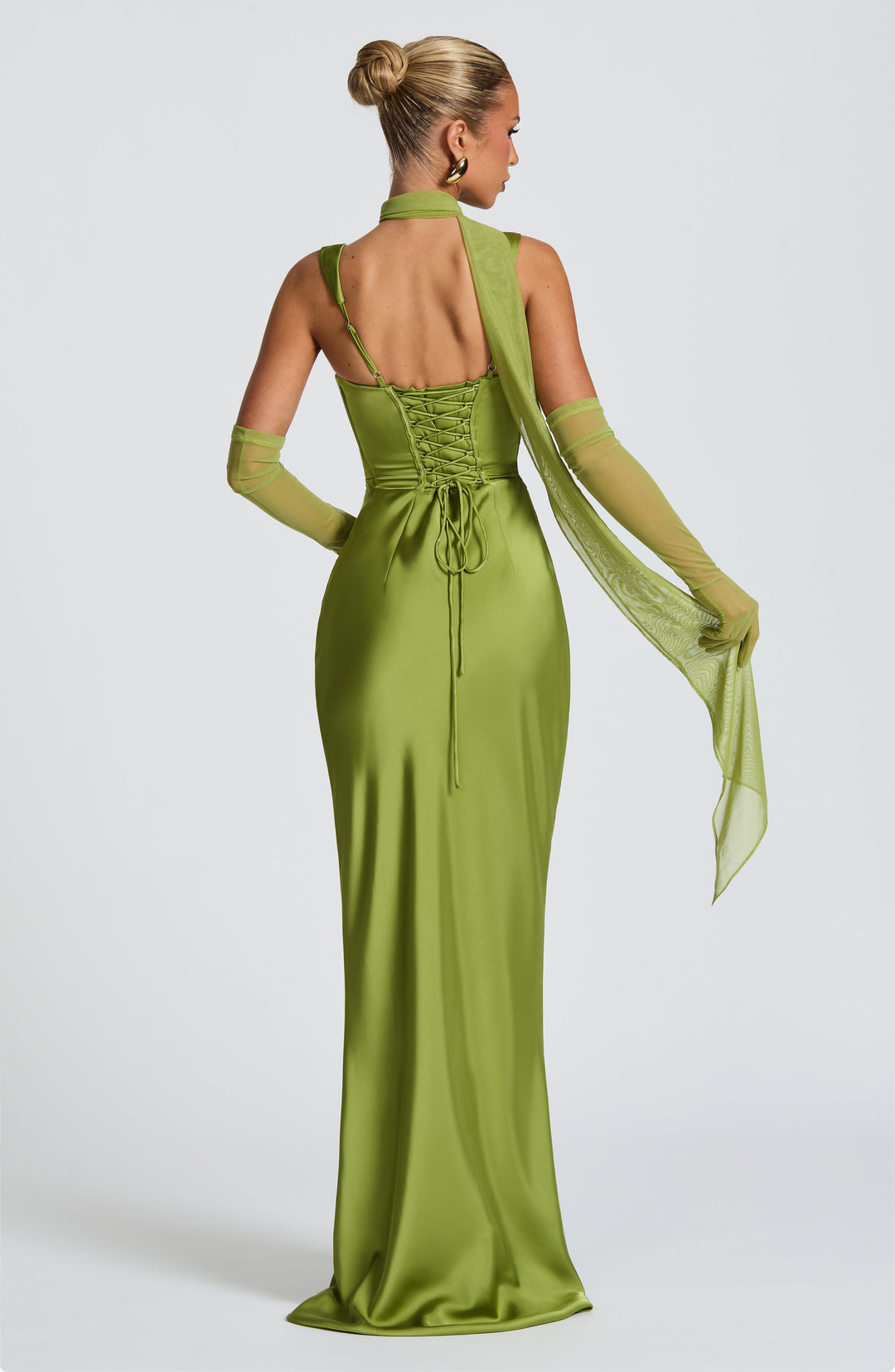 Tamy Satin Maxi Dress with Gloves