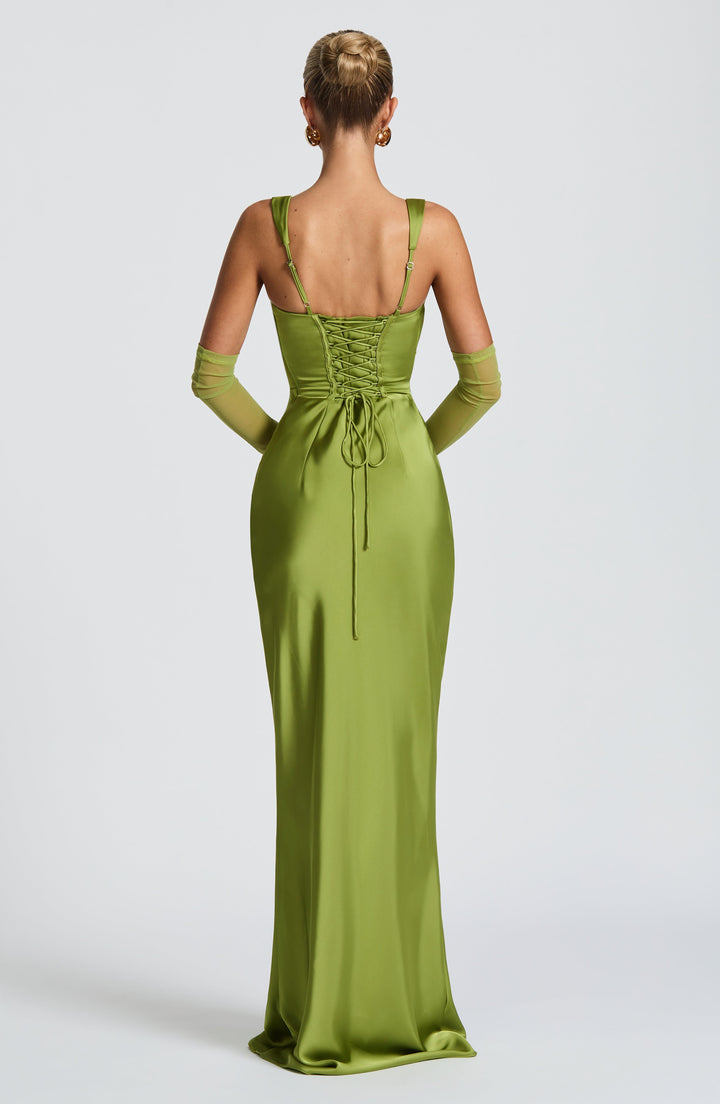 Tamy Satin Maxi Dress with Gloves