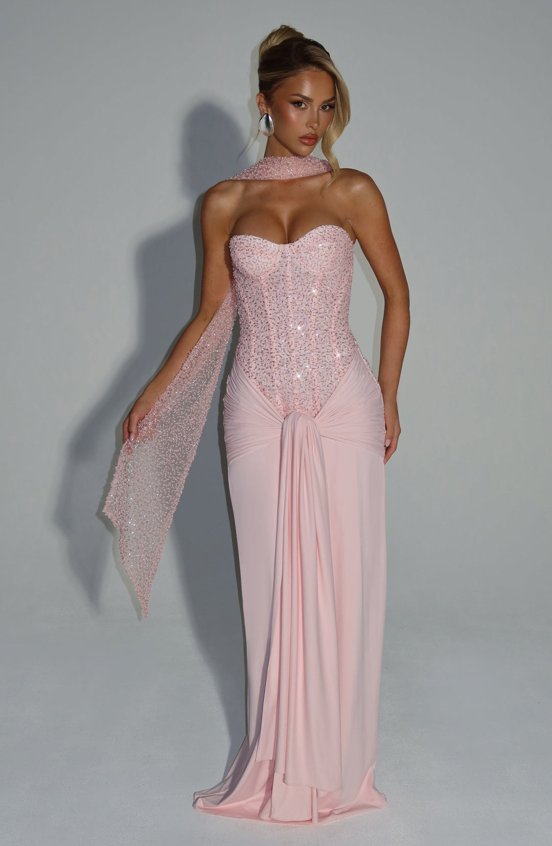 Kara Crystal Corset Maxi Dress