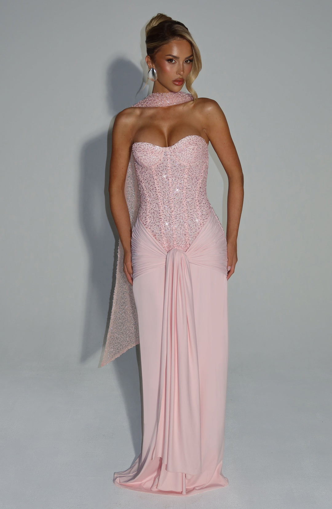 Kara Crystal Corset Maxi Dress