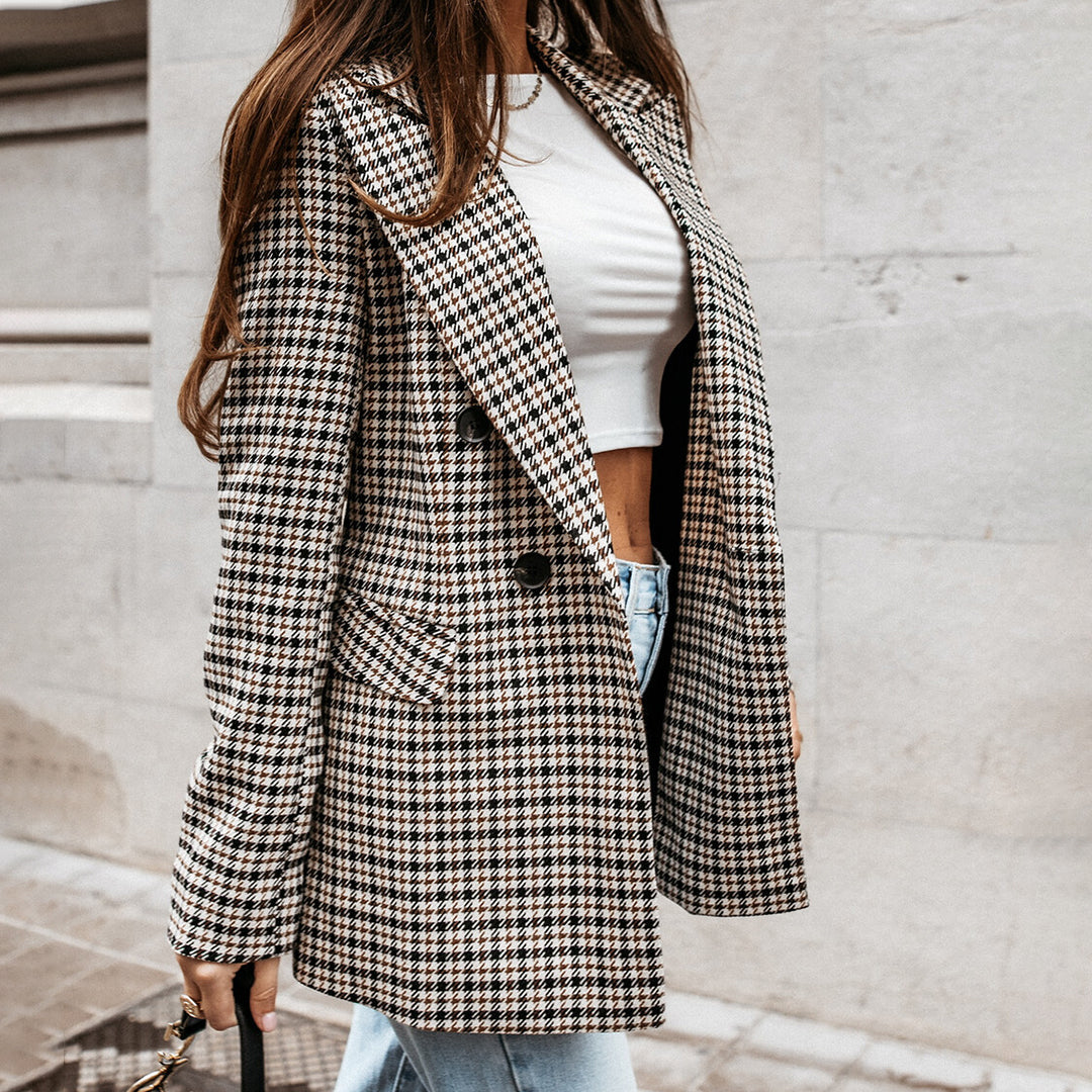 Marnela Plaid Double Breasted Blazer