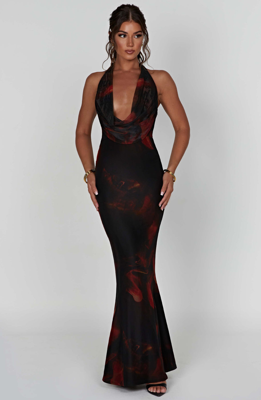 Cristelle Printed Halter Maxi Dress