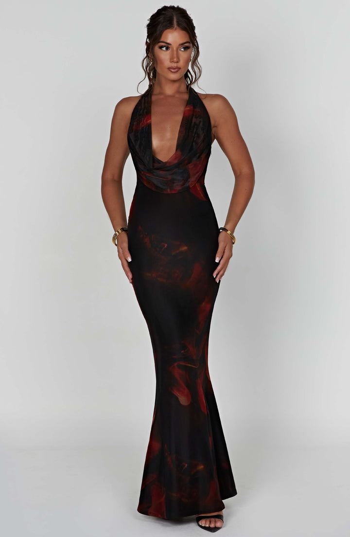 Cristelle Printed Halter Maxi Dress