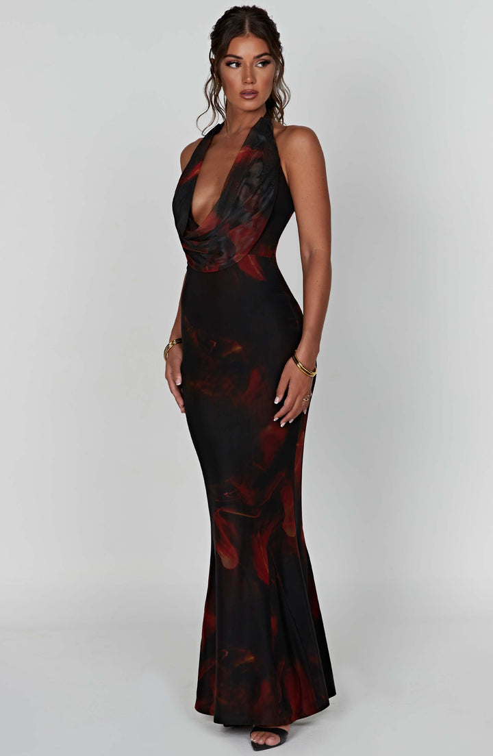Cristelle Printed Halter Maxi Dress