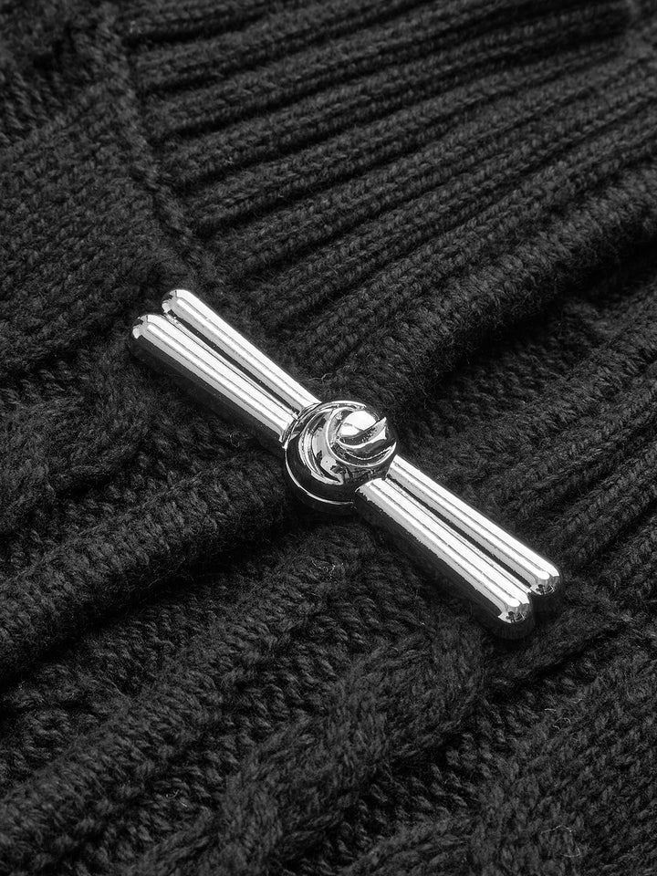 Yeti Keyhole Tie Neck Sweater