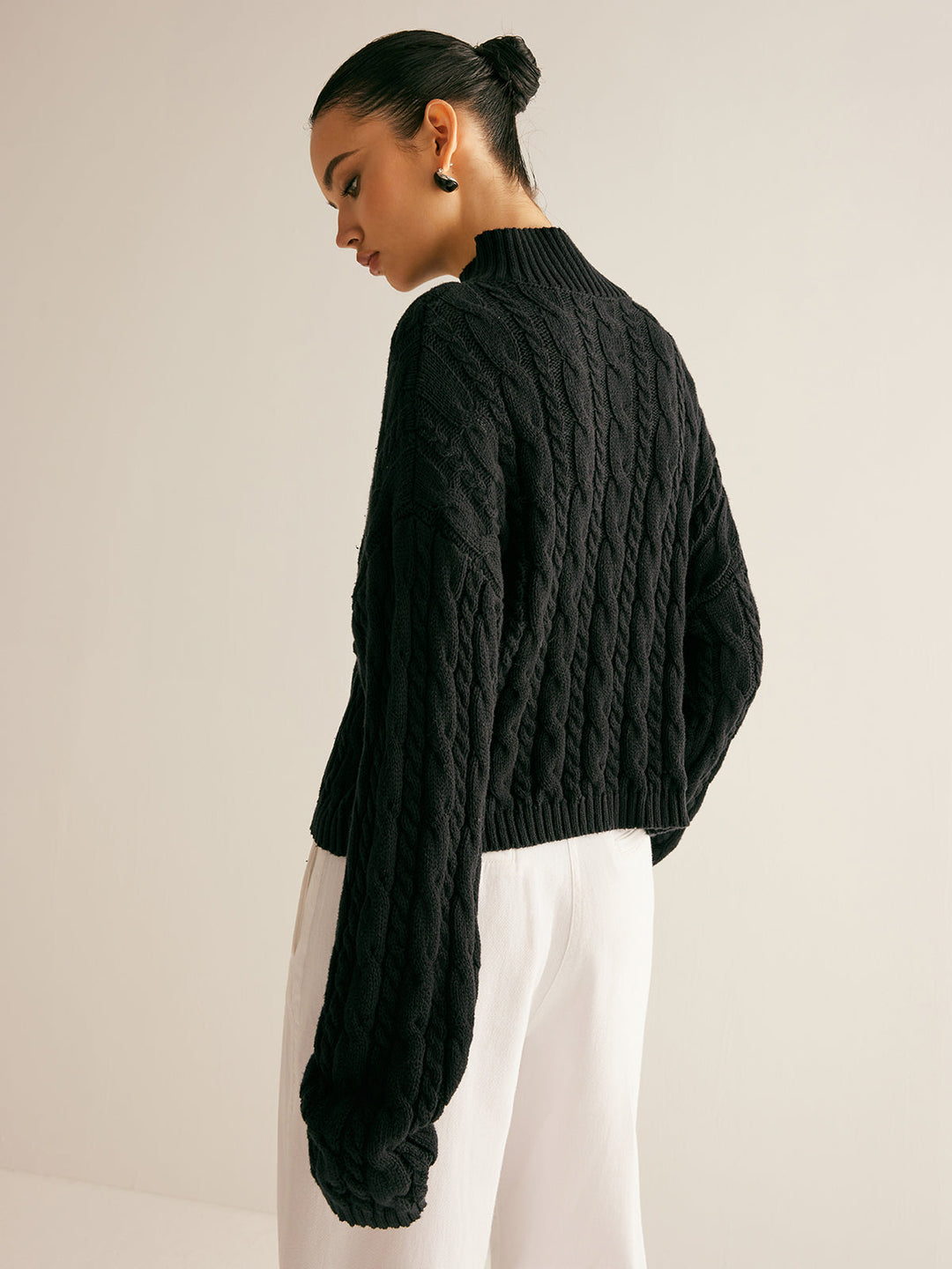 Yeti Keyhole Tie Neck Sweater