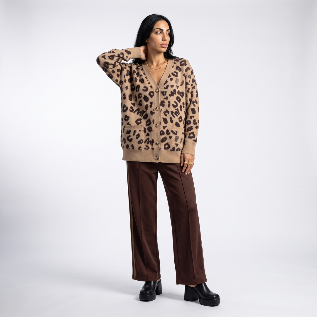 Soleil Refined Leopard Print Cardigan