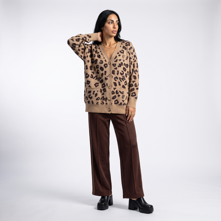 Soleil Refined Leopard Print Cardigan